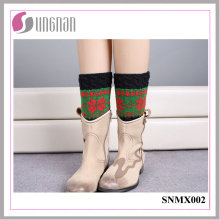 High Quality Christmas Snowflake Spelled Color Leg Warmers Knitted Socks